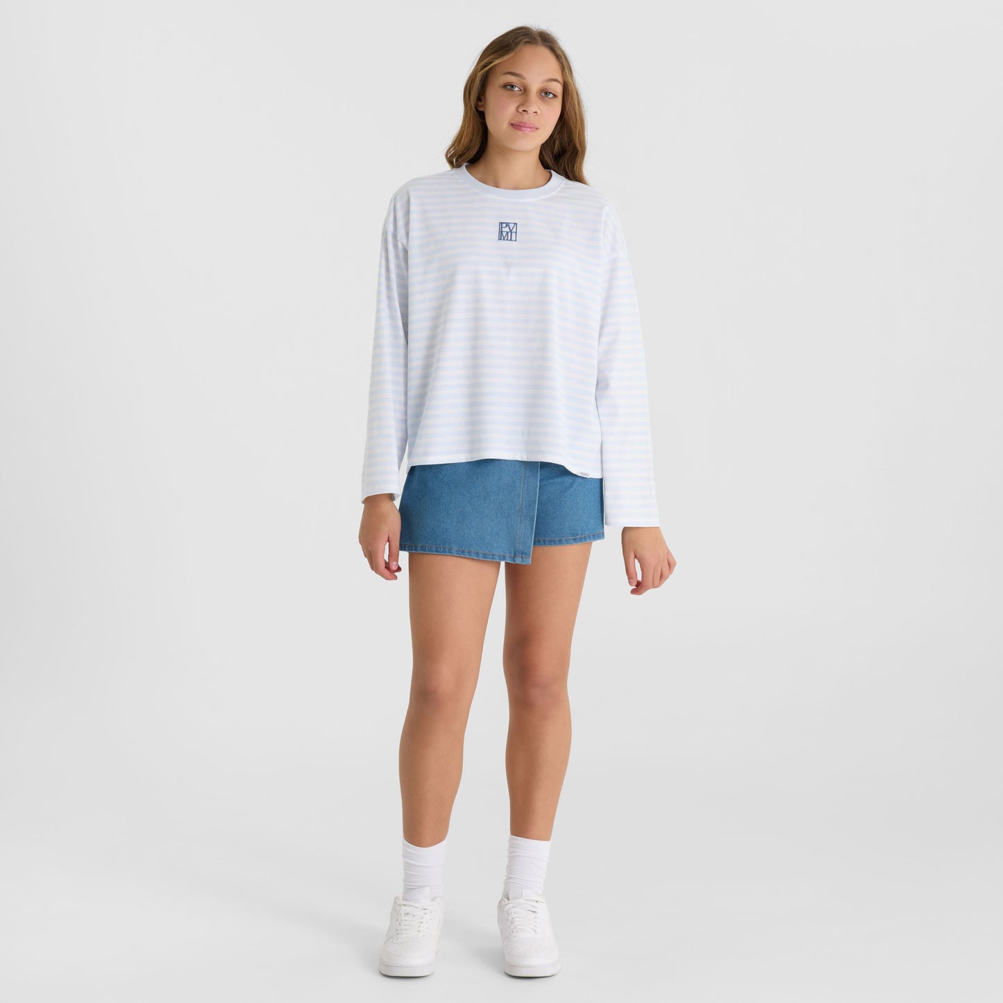 Light Blue Long Sleeve Stripe Top
