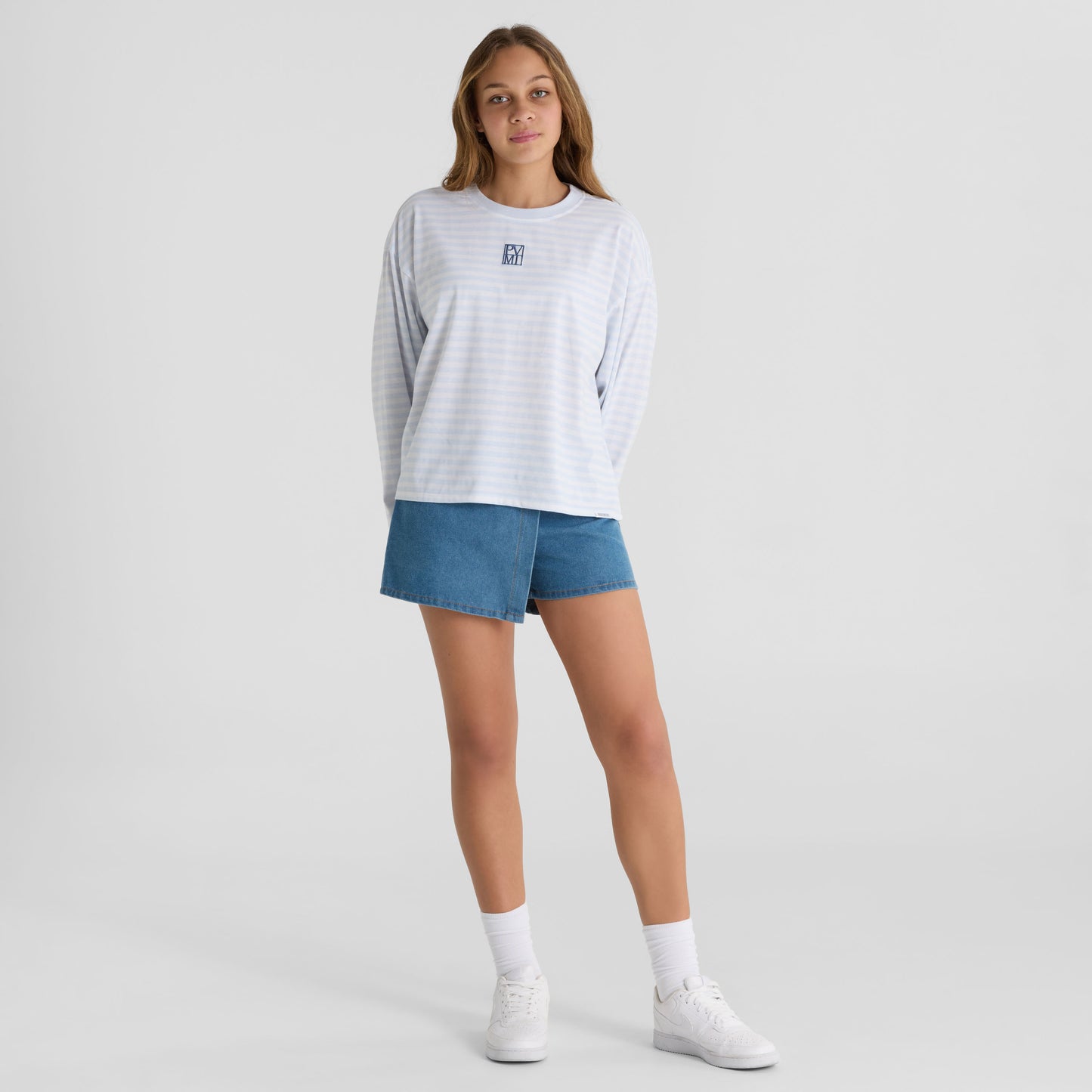 Light Blue Long Sleeve Stripe Top