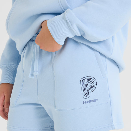 Light Blue Embellished Shorts